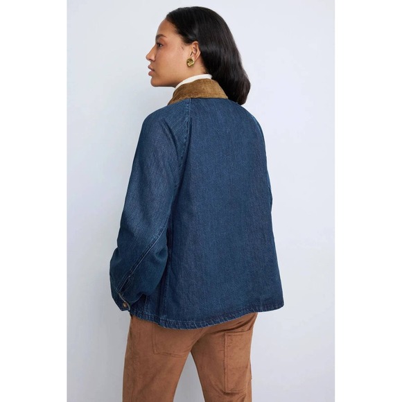 Polo Ralph Lauren Denim Barn Jacket XL Blue Plaid Flannel Lined Corduroy Collar - Picture 2 of 16